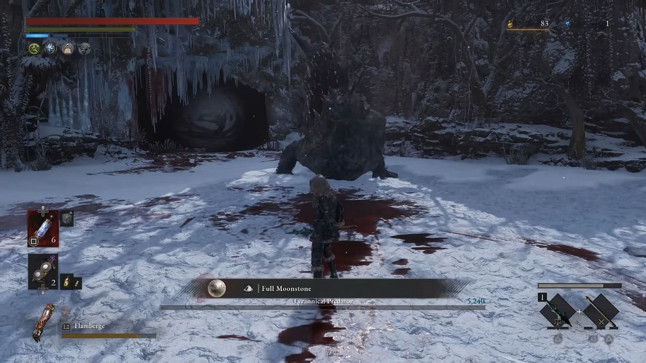 After a tough battle, defeating the Tyrannical Predator rewards players with a Full Moonstone (Image via NEOWIZ | YouTube/@Esoterickk)